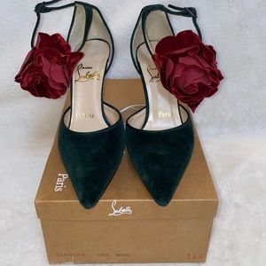 Authentic Christian Louboutin Green Velvet Heels